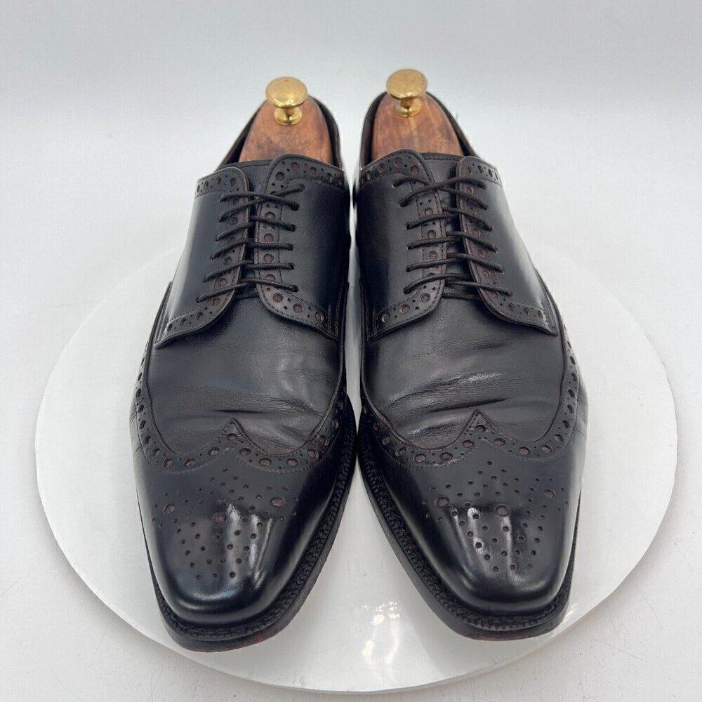 Allen Edmonds Tresana Men Size 9.5EEE Black Leather Wingtip Derby Dress Shoes